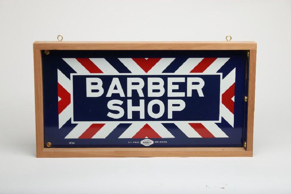 Vintage William Marvy Enamel Barber Shop Flange Sign (1 of 4)