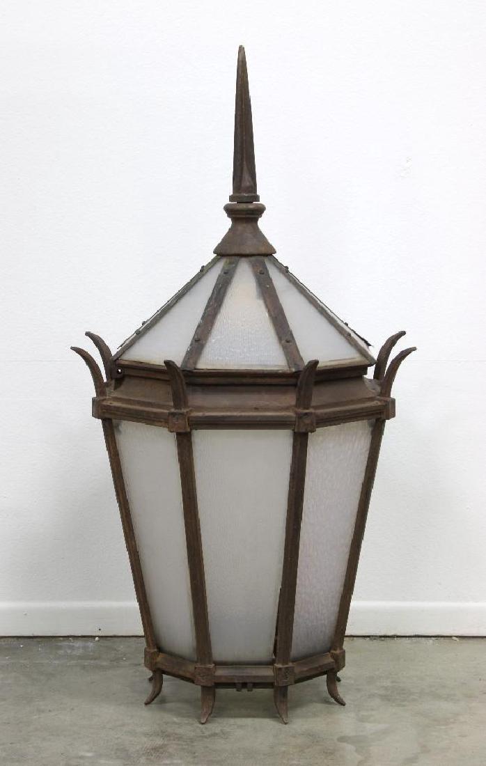 Huge Outdoor Metal Lantern Street Lamp Glass Panes (1 of 2)