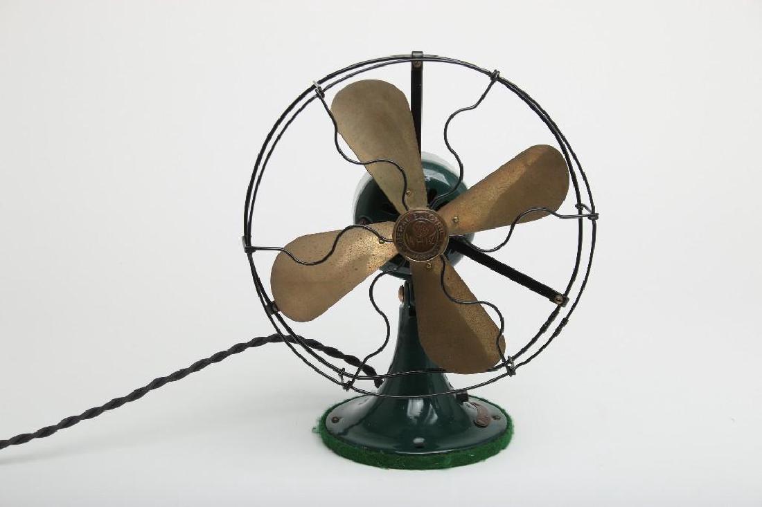 Antique GE General Electric Whiz Brass Blade Fan Green