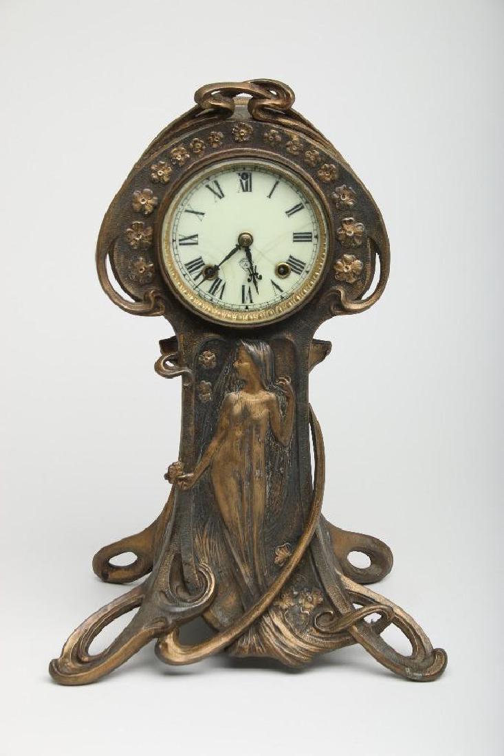 Ansonia Art Nouveau Mantle Clock Female Figural Nymph (1 of 6)