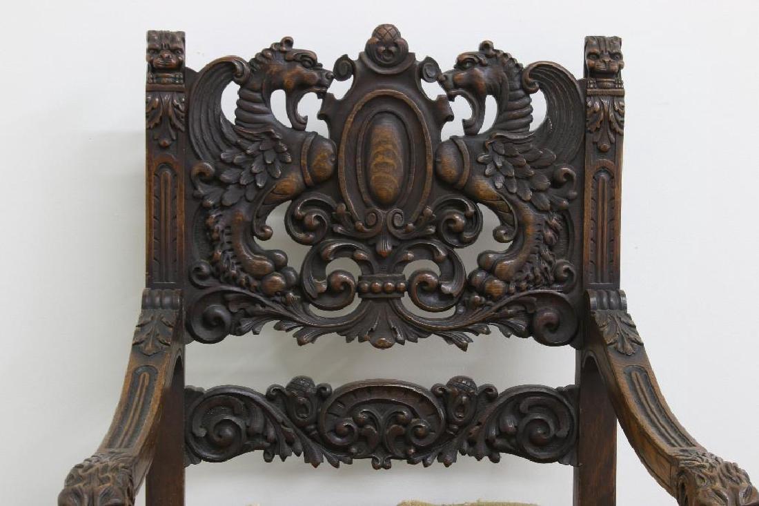 Antique Victorian Carved Griffin Arm Chair RJ Horner (1 of 6)