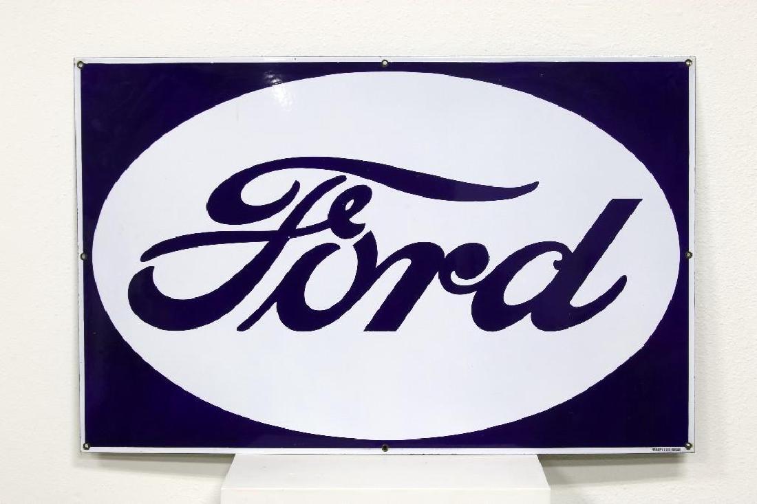 Large Veribrite Dealer Enamel Sign Ford Oval Blue White (1 of 2)