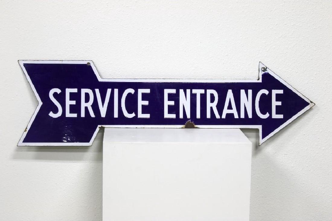 Ford Dealer Car Service Entrance Arrow Sign Blue Enamel (1 of 1)