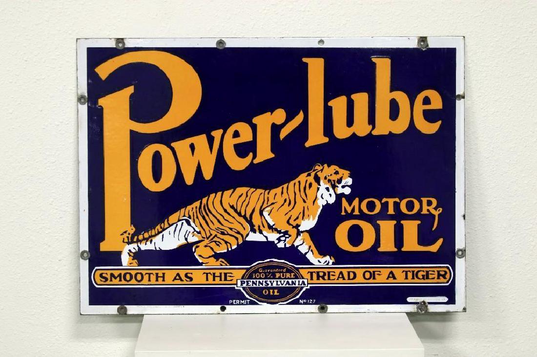 Power-Lube Motor Oil Enamel Double Side Sign Nesco (1 of 4)