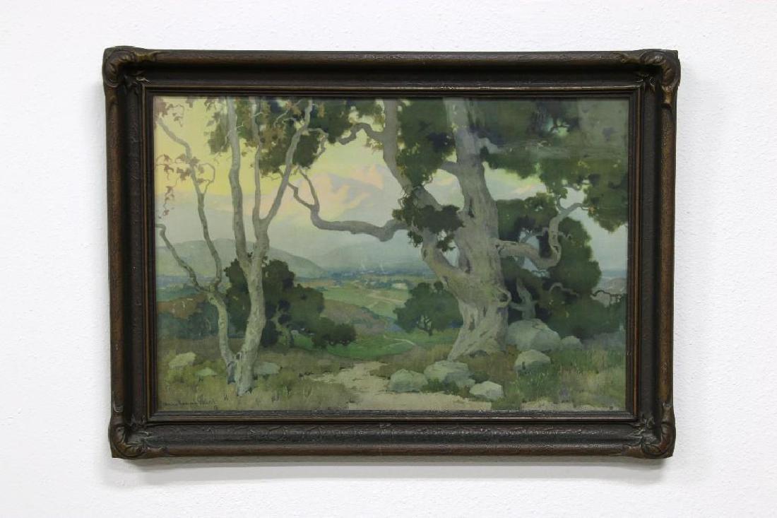 Marion Kavanagh Wachtel Large Volchrome Print The Oaks: Large scale vintage Volchrome print from the watercolor 'The Oaks' by Marion Ida Kavanagh Wachtel (1870 - 1954). Measures 22.5"x 18/5", framed. Property from the estate of Walt Disney Imagineer John P