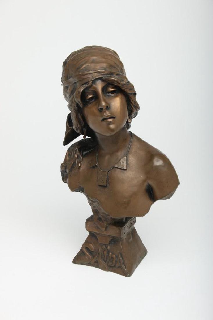 Emmanuel Villanis French Bronze Saida Bust Sculpture (1 of 5)
