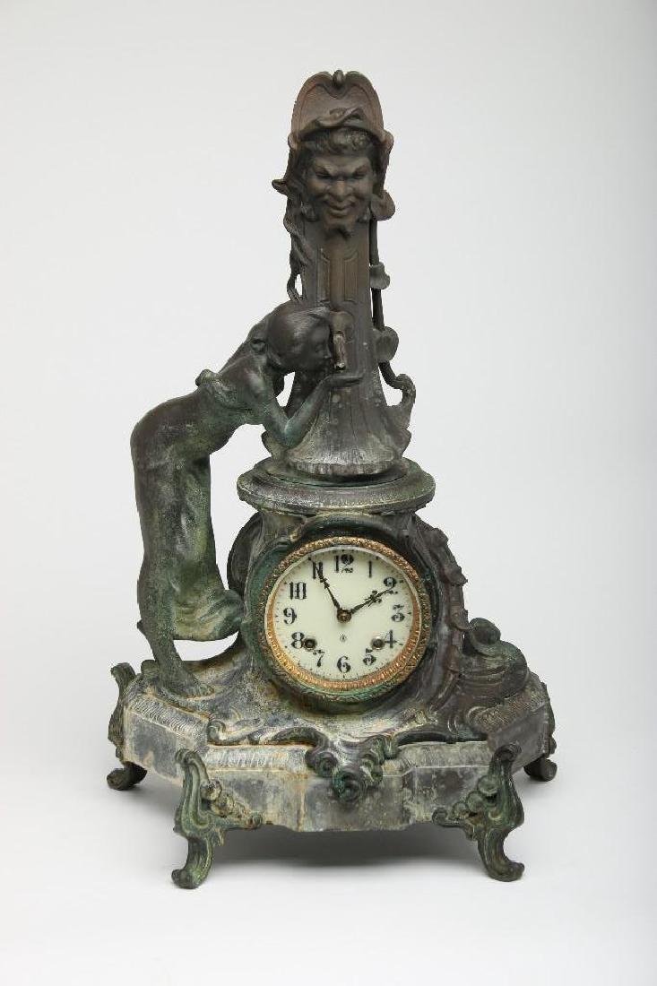 Ansonia Art Nouveau Figure at Fountain Mantle Clock (1 of 4)