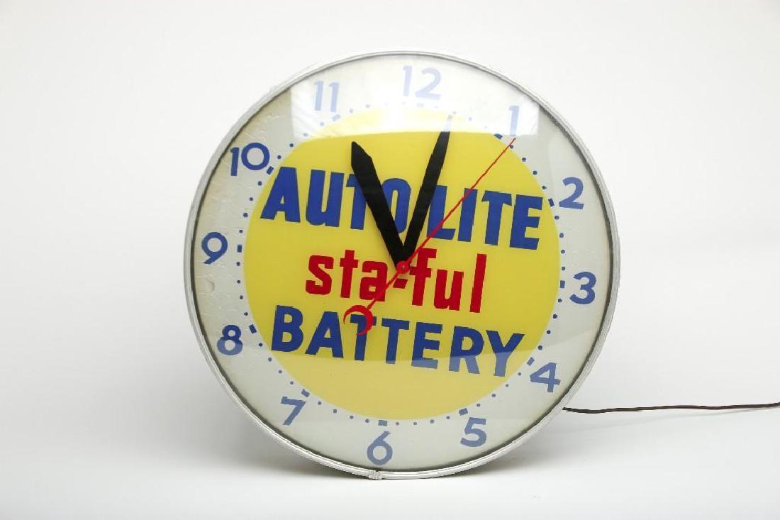 Autolite Sta-ful Battery Dealer Advertising Wall Clock (1 of 2)
