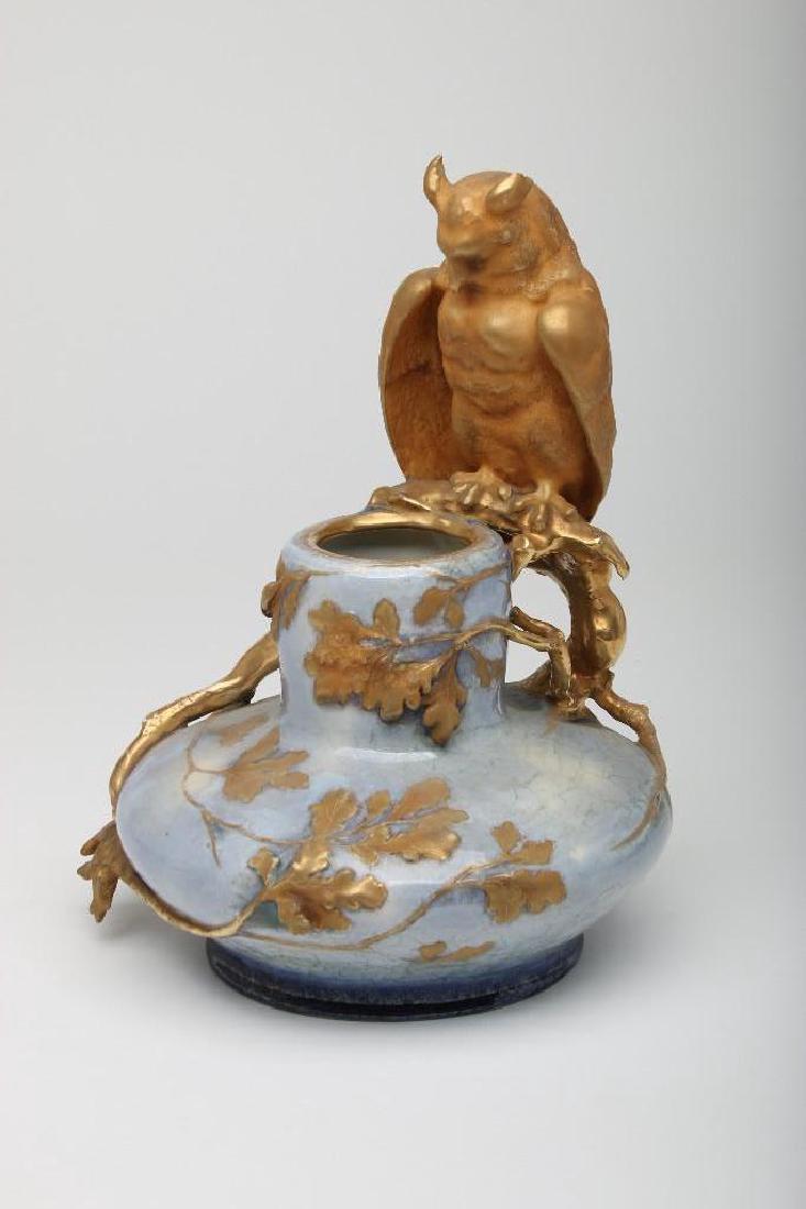 Eduard Stellmacher Amphora Owl Oak Leaf Vase