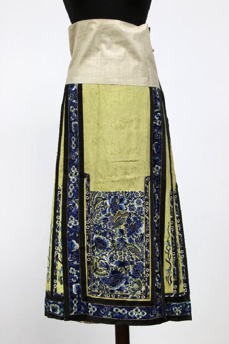 Chinese Embroidered Silk Brocade Pleated Skirt Yellow (1 of 6)