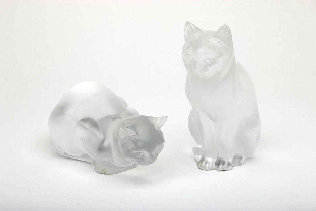 Lalique Crystal Pair Cats Standing and Crouching (1 of 5)