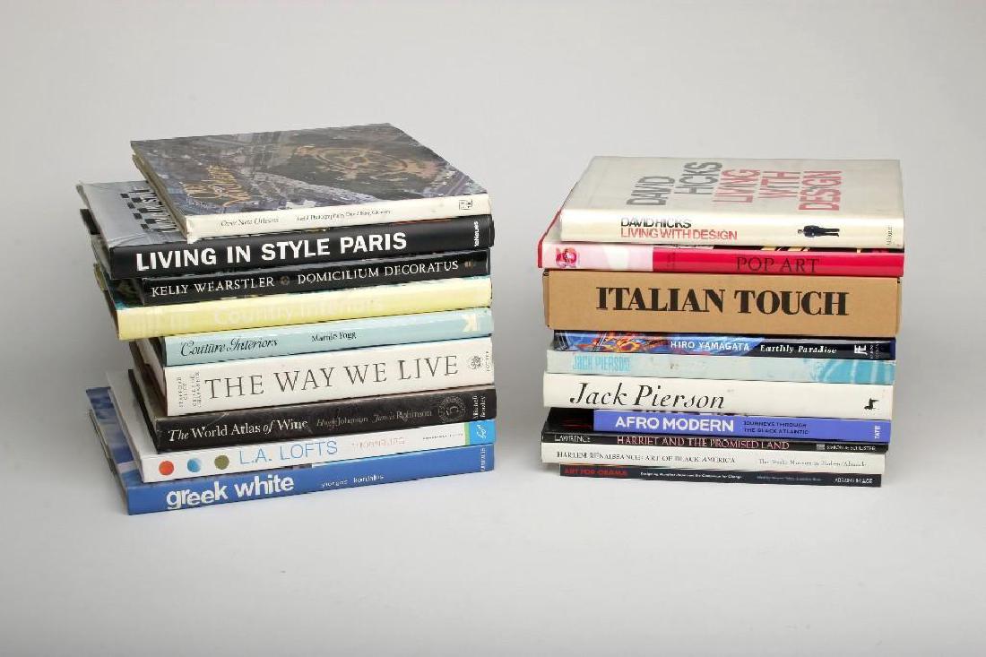 Book Lot 31 Volumes Art and Design Photography: Lot of 31 hardcover books, subjects Art and Design. Titles include: The Ferus Gallery: A Place to Begin, Kristine McKenna, Ferus, Gagosian, After the Deluge, Kara Walker, Tools of Her Ministry: The Ar