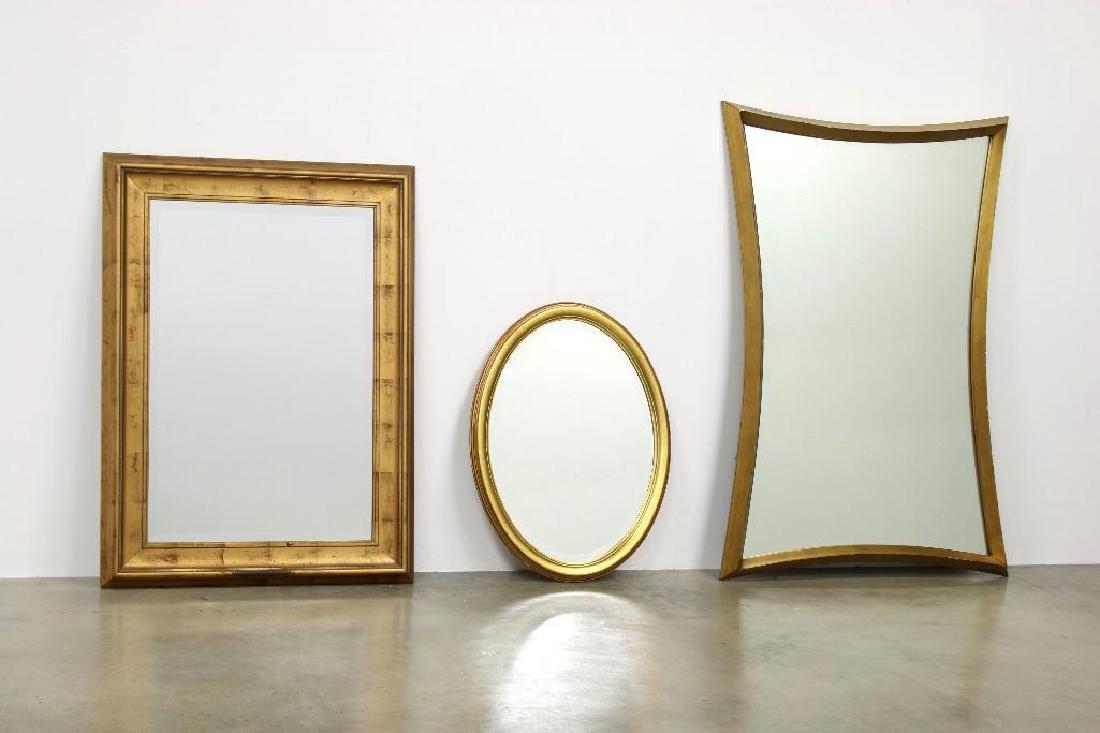 Group of Three Contemporary Gold Framed Wall Mirrors (1 of 1)