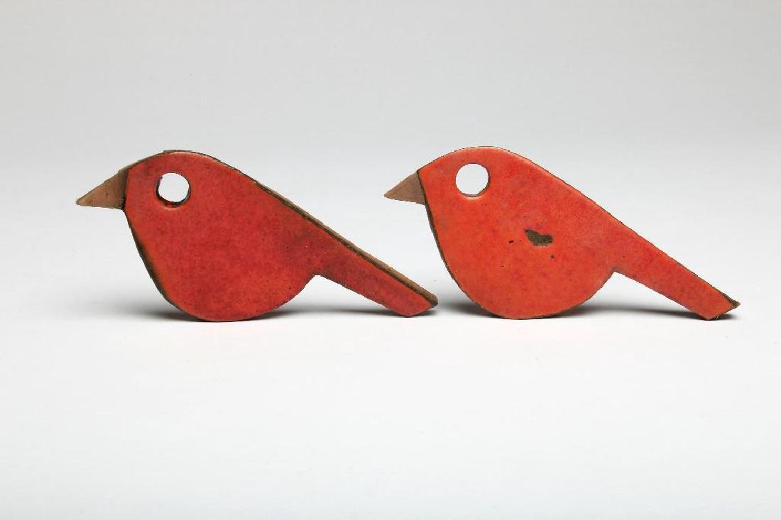 Doyle Lane Pair Red MCM California Art Pottery Birds (1 of 3)