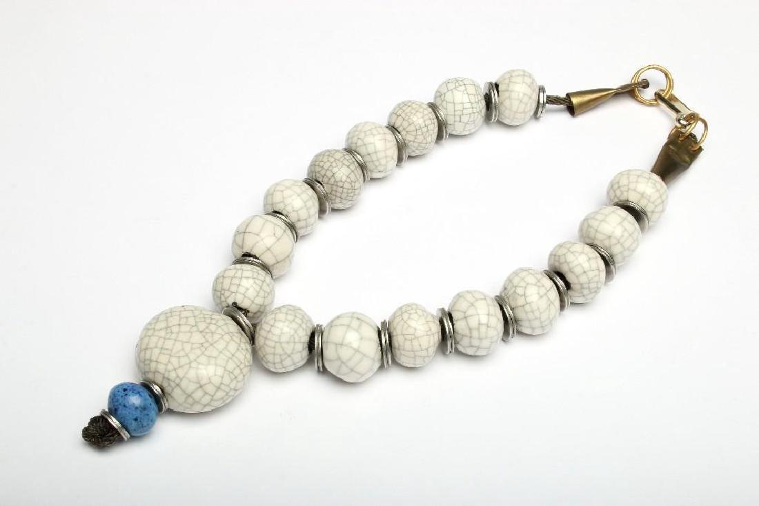 Doyle Lane MCM Pottery Bead Necklace White Crackle (1 of 3)