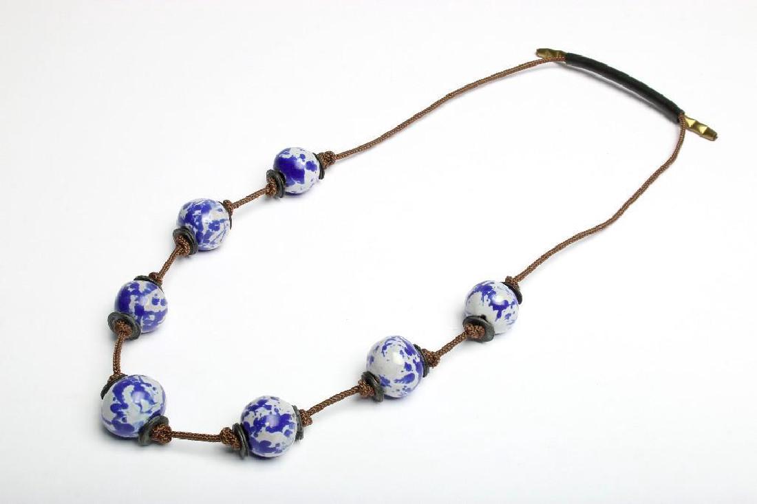 Doyle Lane MCM Necklace Handmade Beads Blue and White (1 of 2)