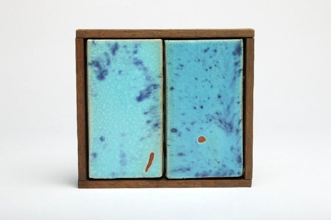 Doyle Lane MCM Tile Assemblage Turquoise Wood Frame (1 of 4)