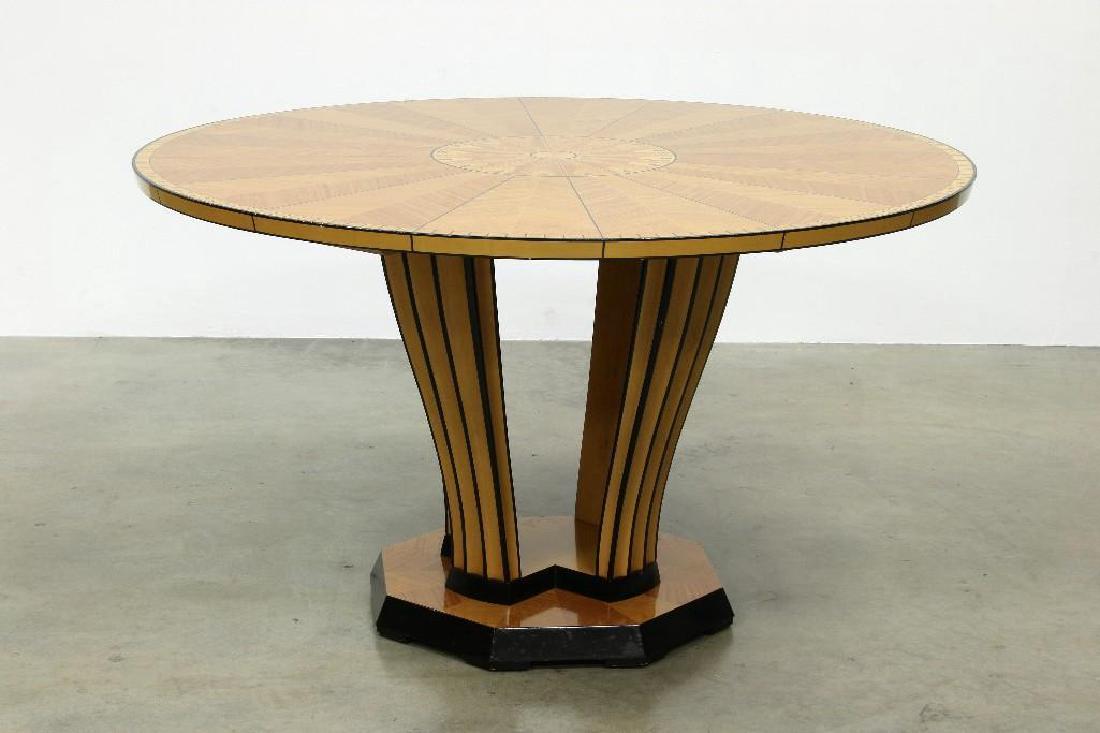Biedermeier Style Round Banded Pedestal Center Table (1 of 5)