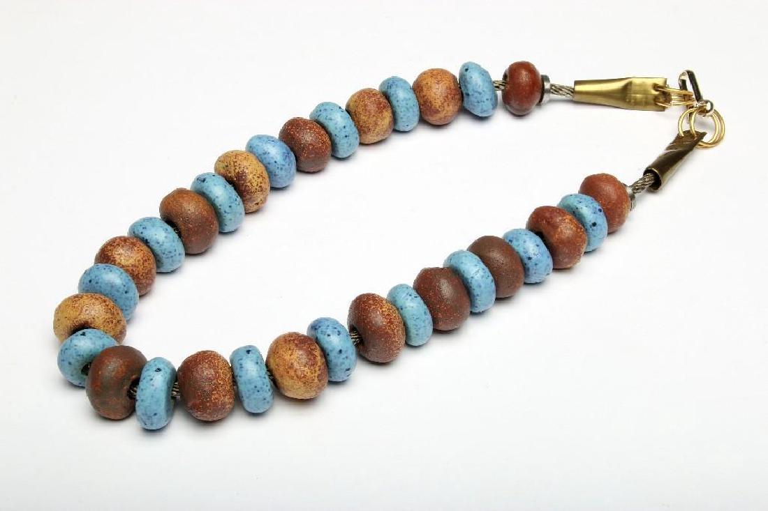Doyle Lane California Pottery Necklace Blue Brown Beads (1 of 2)