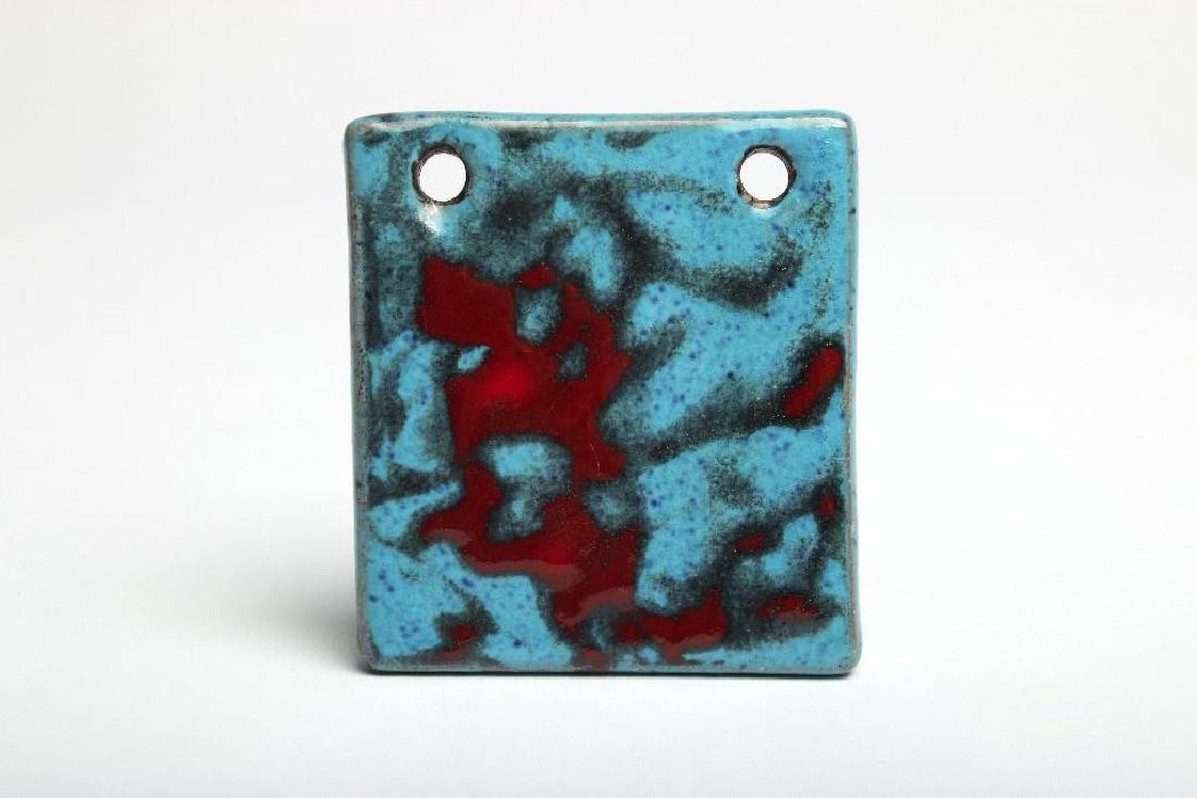 Doyle Lane California Pottery Glazed Pendant Blue Red (1 of 3)
