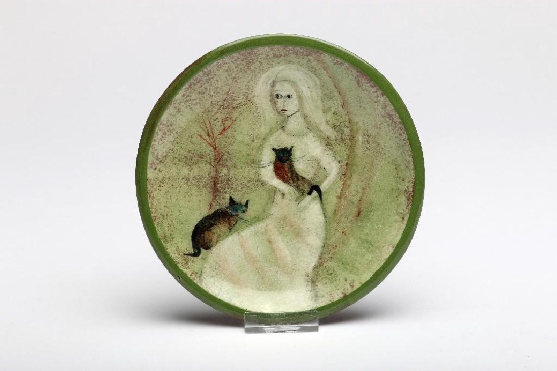 Polia Pillin MCM Art Pottery Dish Woman With Two Cats (1 of 5)