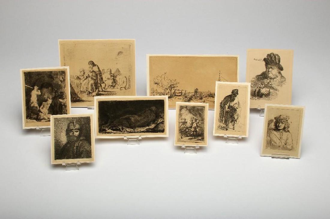 Lot of Nine Rembrandt Etchings Scenic and Portrait (1 of 10)