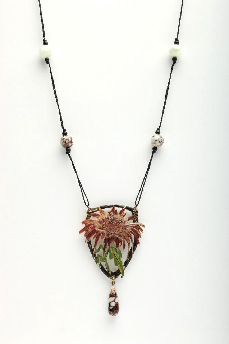 Elizabeth Bonte Art Nouveau Carved Color Horn Necklace (1 of 4)