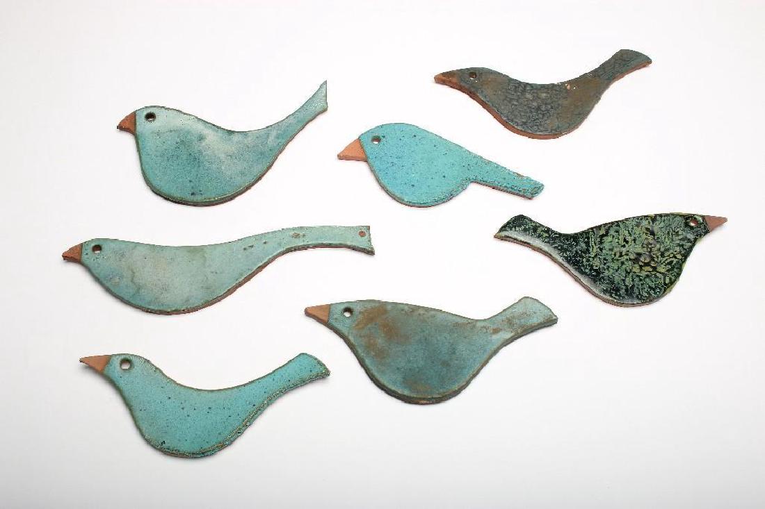 Doyle Lane California Pottery 7 Tile Bird Figures Blues (1 of 2)