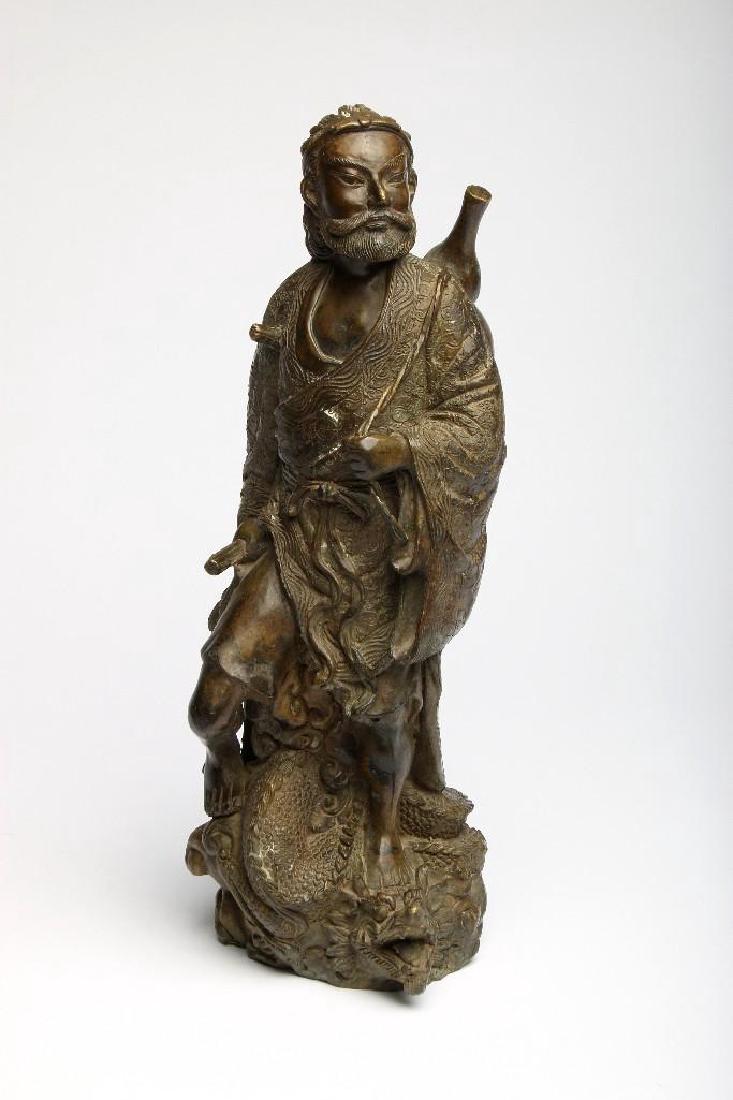 Chinese Bronze Figure Sculpture Deity Standing Dragon (1 of 7)