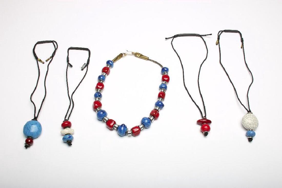 Doyle Lane MCM Handmade Bead Necklaces Blue Red White (1 of 4)