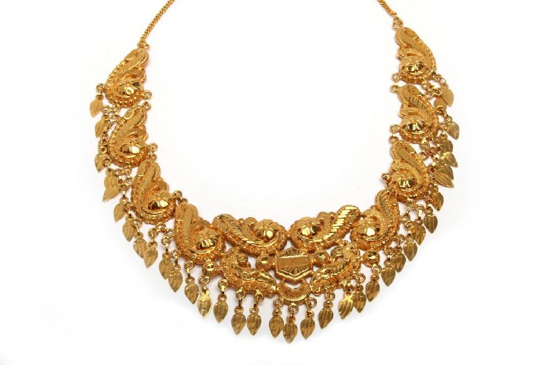 High Karat 22k Gold Eastern Statement Fringe Necklace (1 of 2)