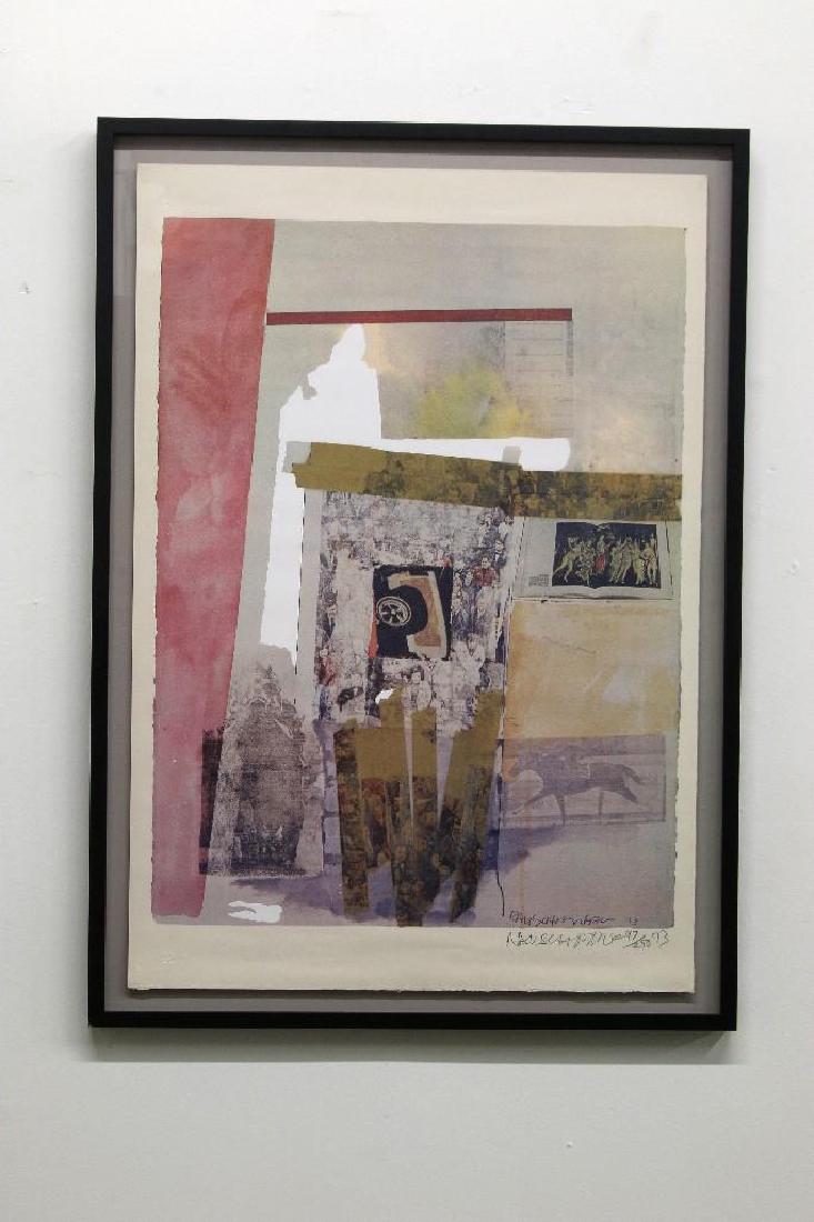 Robert Rauschenberg Watermark 1973 Signed Print: Robert Rauschenberg (1925-2008) Watermark, 1973 print, pencil signed and numbered 97/250. 35 in. H x 24 in. W. Frame: 38.5 in. H x 27.6 in. W x 1.5 in D.