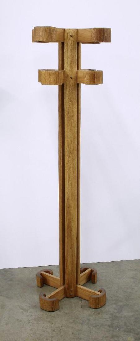 Modern Artisan Oak Coatrack Functional Art Furniture: Contemporary artisan made oak wood coat rack. 65.75 in. H x 20.5 in. W x 20.5 in. D.