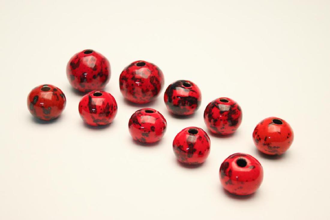 Doyle Lane MCM Studio Pottery Beads, Red Black, 10 (1 of 6)