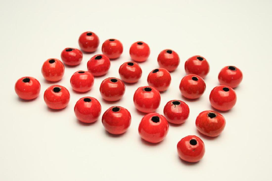 Doyle Lane MCM Studio Pottery Beads, Red w Black, 24 (1 of 5)