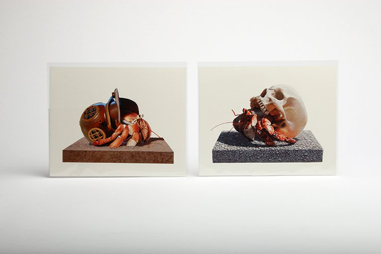 Josh Keyes 2014 The Hermit and Migratory Soul Prints: Josh Keyes (b. 1969) 'Migratory Soul', and 'The Hermit'. Tiny Showcase edition, numbered 216, March 4, 2014. 8 in. H x 10 in. W each.