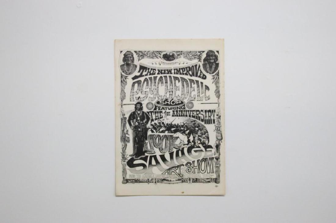 Rick Griffin New Improved Psychedelic Shop Poster 1967: Rick Griffin (1944-1991 California), The New Improved Psychedelic Shop feat. the 1st Anniversary Jook Savage Art Show Poster, 1967. Original printing, Double H Press. Provenance: The Psychedelic Shop 