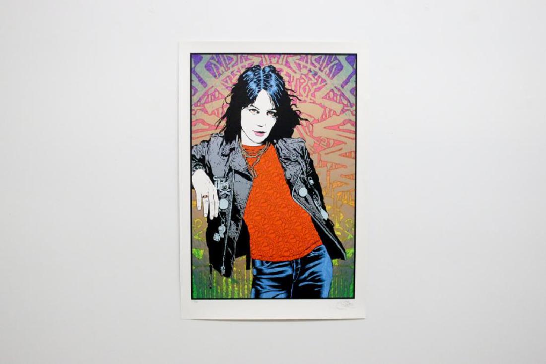 Chuck Sperry Joan Jett Rock Hall of Fame Poster 2015: Chuck Sperry (San Francisco, CA), Joan Jett, 2015. Silkscreen poster, seven colors on cream paper. Hand signed and numbered 208 of 300. Created In honor of Joan Jett & the Blackhearts induction into t