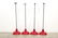 Four (4) Porcelain Red Gas Station Ceiling Lamps