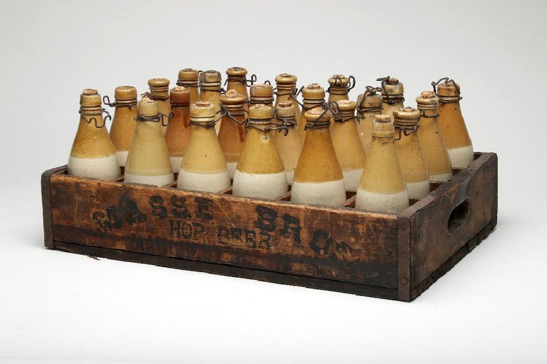 Masse Bros. 24 Stoneware Beer Bottles in Wood Display (1 of 7)