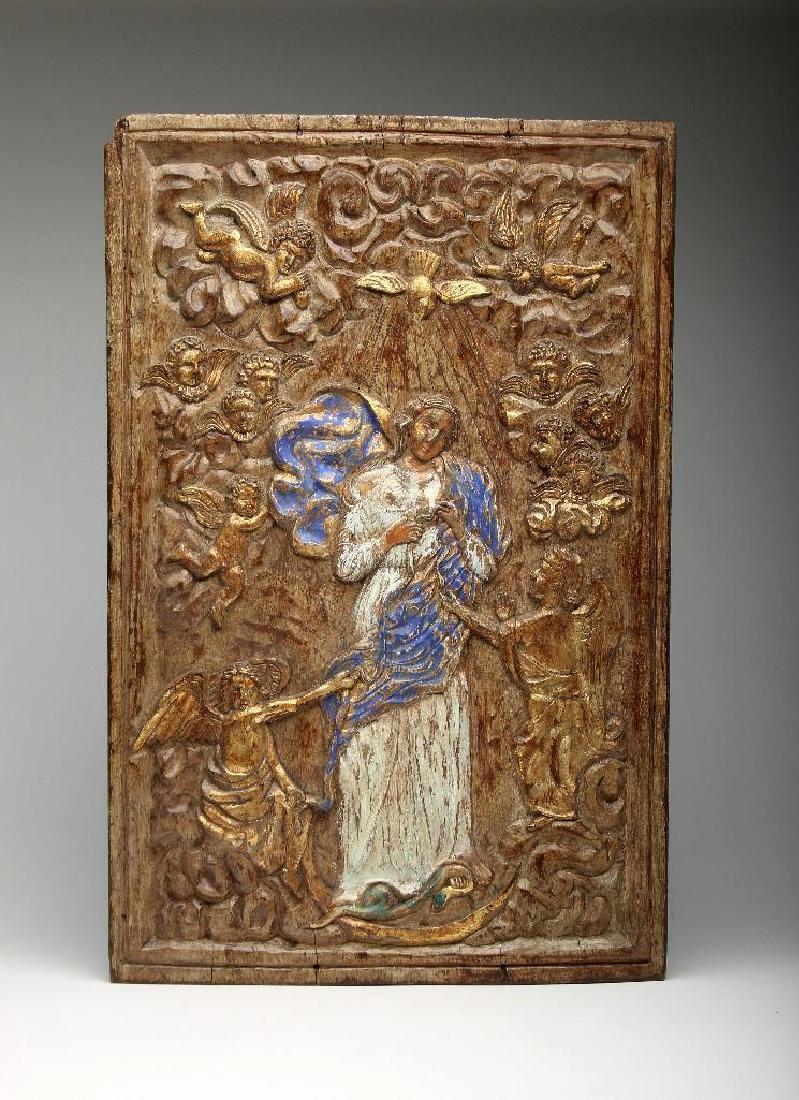 Carved Gilt Wood and Painted Santo Religious Wall Panel (1 of 6)