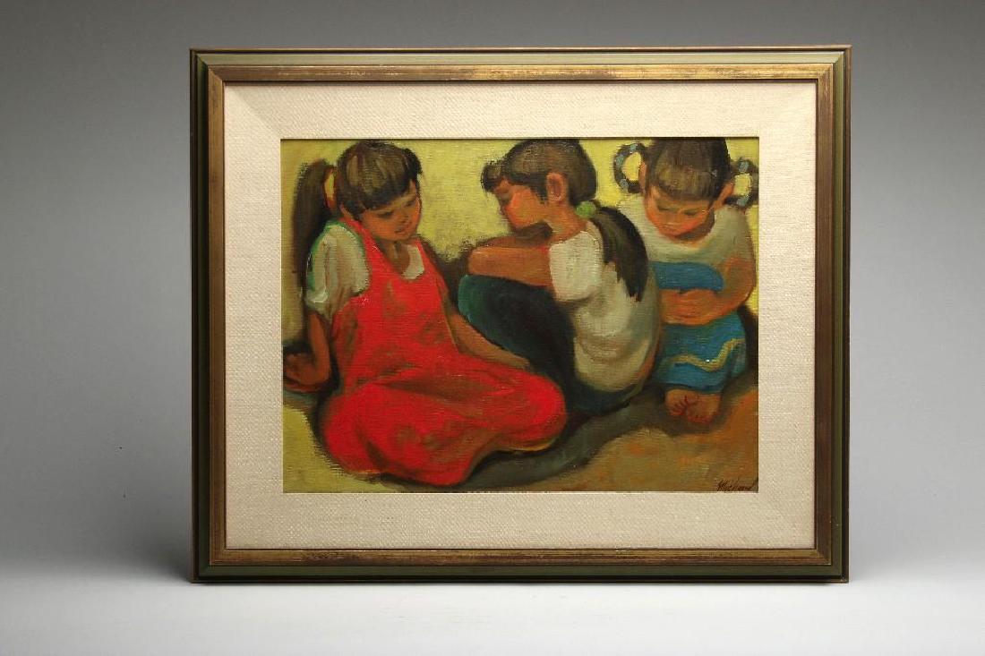 George Michaud Three Children OIl On Canvas (1 of 3)