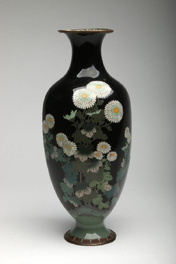 Japanese Black Chrysanthemum Tall Closionne Vase (1 of 7)