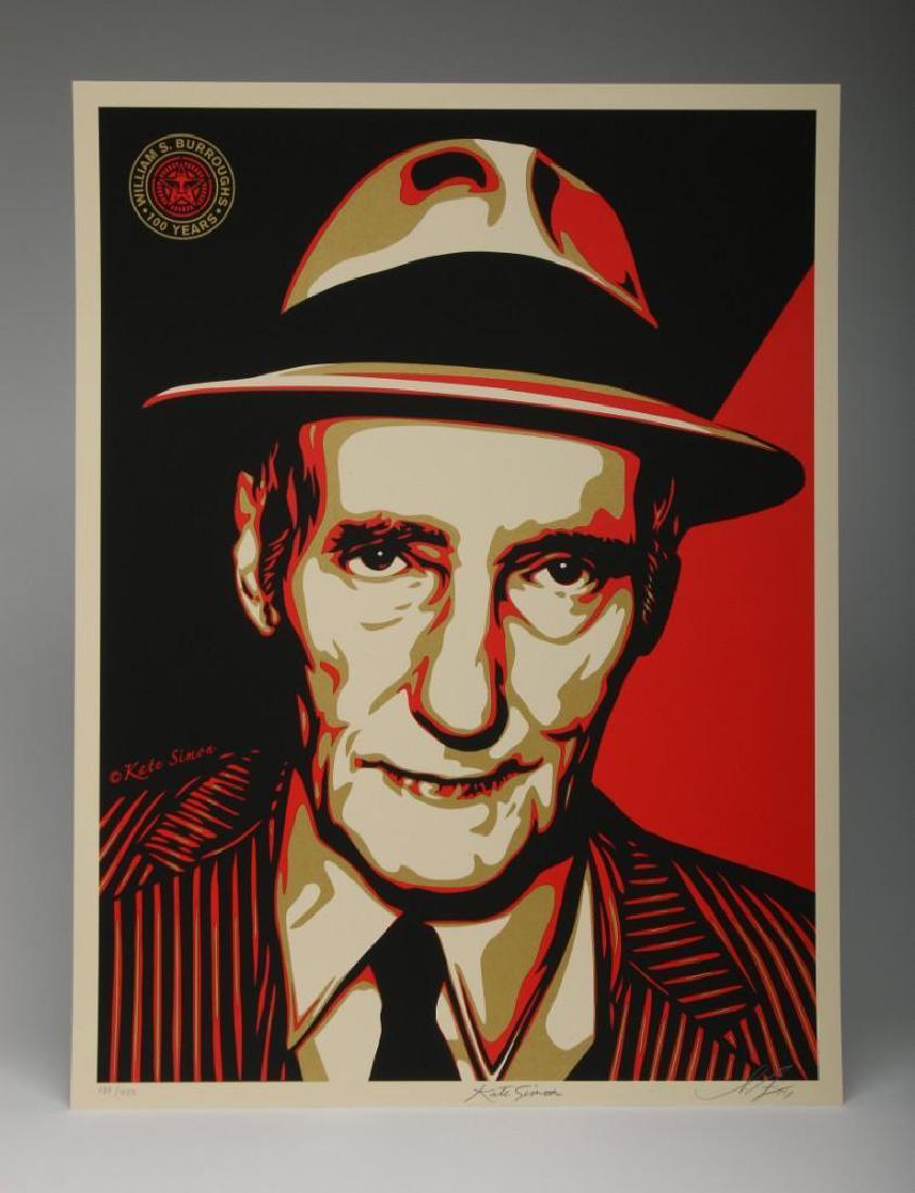 Shepard Fairey Kate Simon Burroughs 2014 Screen Print: Burroughs, 2014. Screen print. 18 x 24 in. 133/450. Signed by Fairey and Simon, numbered and dated in pencil.