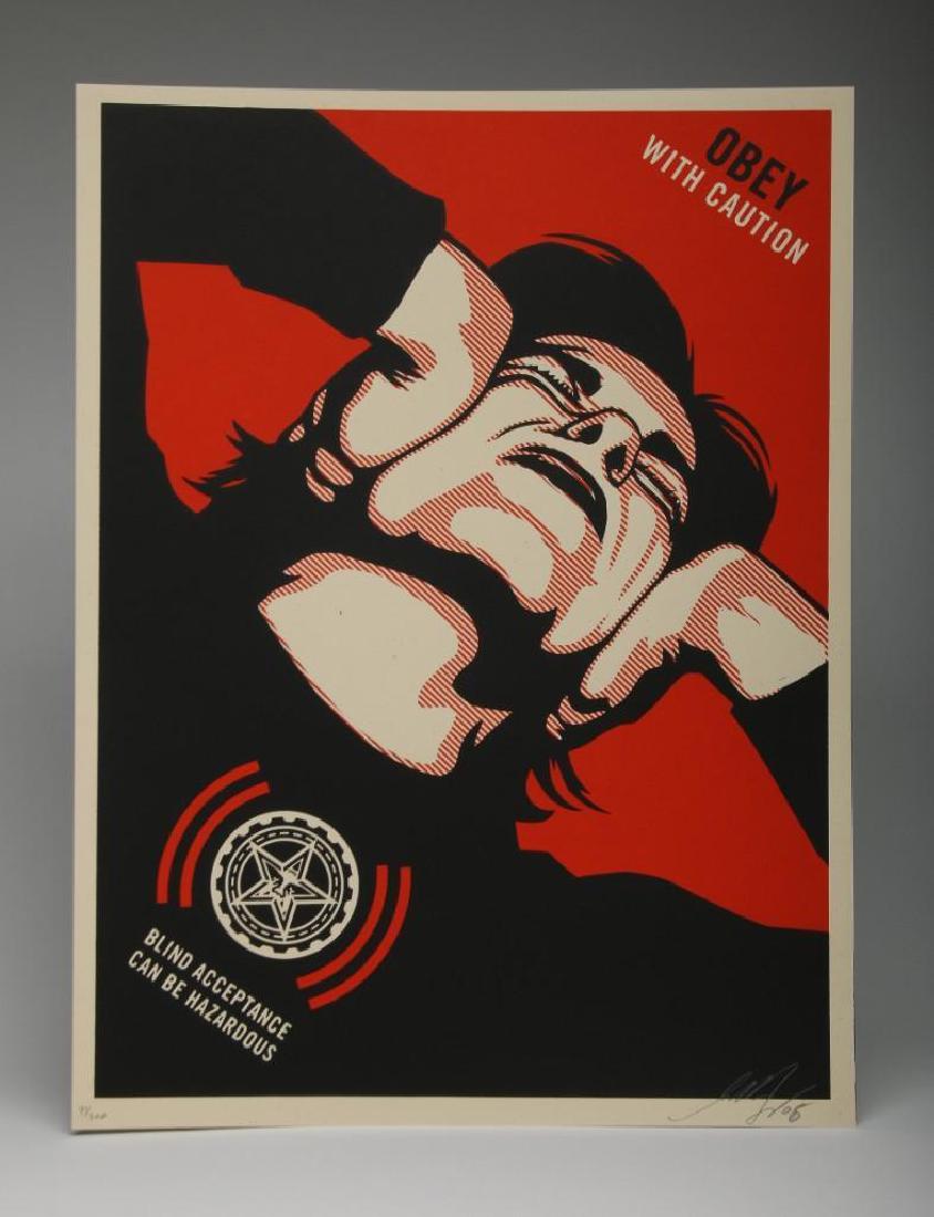Shepard Fairey Obey With Caution 2006 Screen Print (1 of 3)