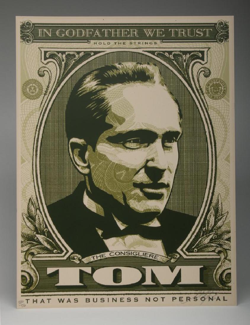 Shepard Fairey Godfather - Tom 2006 Screen Print: Godfather - Tom, 2006. Screen print. 18 x 24 in. 384/500. Signed, numbered and dated in pencil.