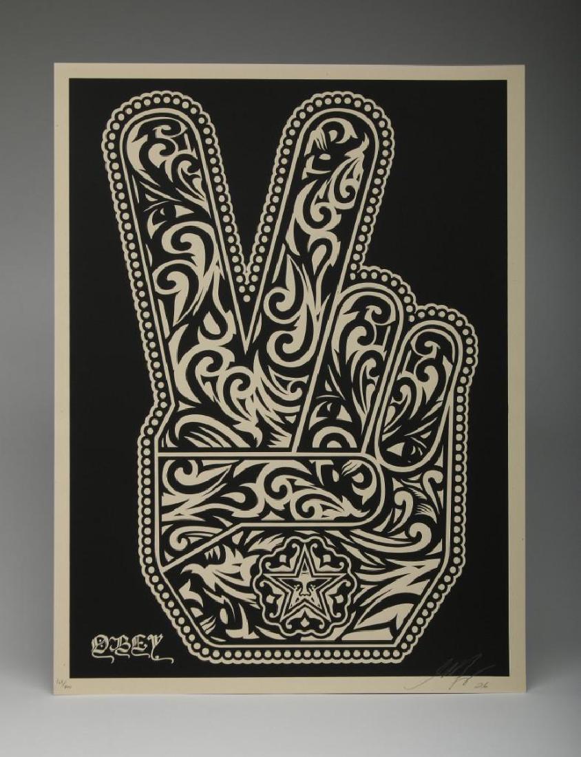 Shepard Fairey Peace Hand Black 2006 Screen Print (1 of 3)
