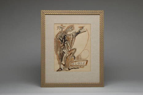 George Herms April Fool Mixed Media: George Herms (American, b. 1935). 10 x 14 in. Matted and framed. Sight: 13.5 in. H x 10.25 in. W, Frame: 21.75 in. H x 17.75 in. W x .75 in. D.