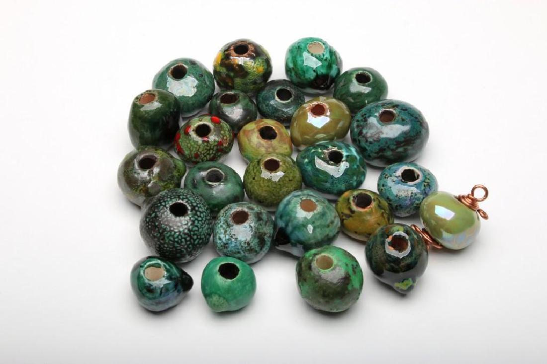Doyle Lane 24 Green Art Pottery Beads (1 of 1)