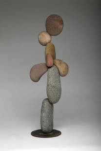 Woods Davy Honco Poc 1996 Stone Sculpture: Woods Davy (American, b. 1949). Honco Poc, 1996. Stone sculpture on a metal base. 31 in. H x 9.5 in. W x 8 in. D. Previously auctioned for the Getty House Foundation and comes with a copy of faxed